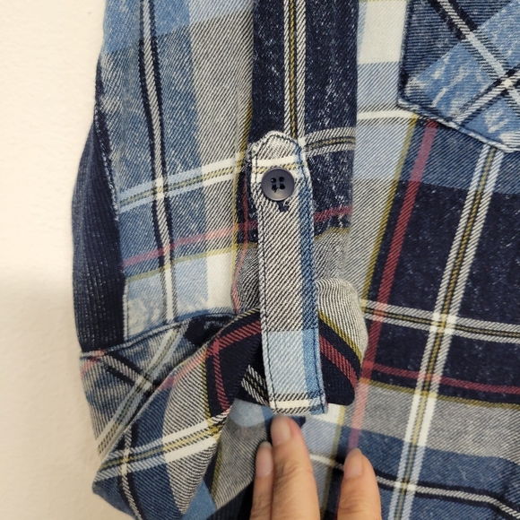 Ci Sono Plaid NORI Blue Plaid Button Down Shirt Nwt - Picture 6 of 12